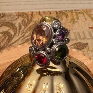 Silpada Silver Ring with Multi-Colored Stones
